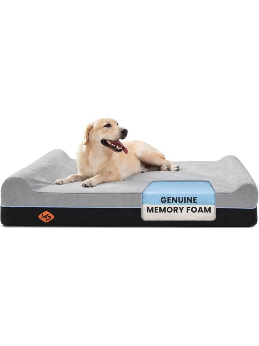 Orthopedic Memory Foam Dog Bed - Slate Grey, 50"x36"x10", Comfort & Support